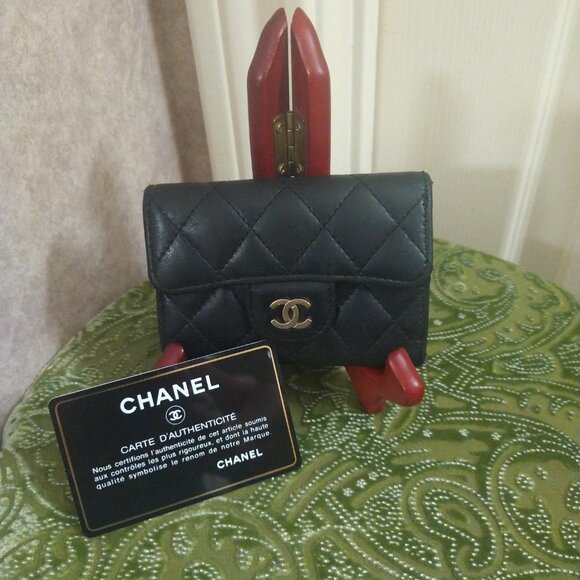 Chanel Mini Flap Quilted Lamb Skin Key Card Case - Picture 1 of 16